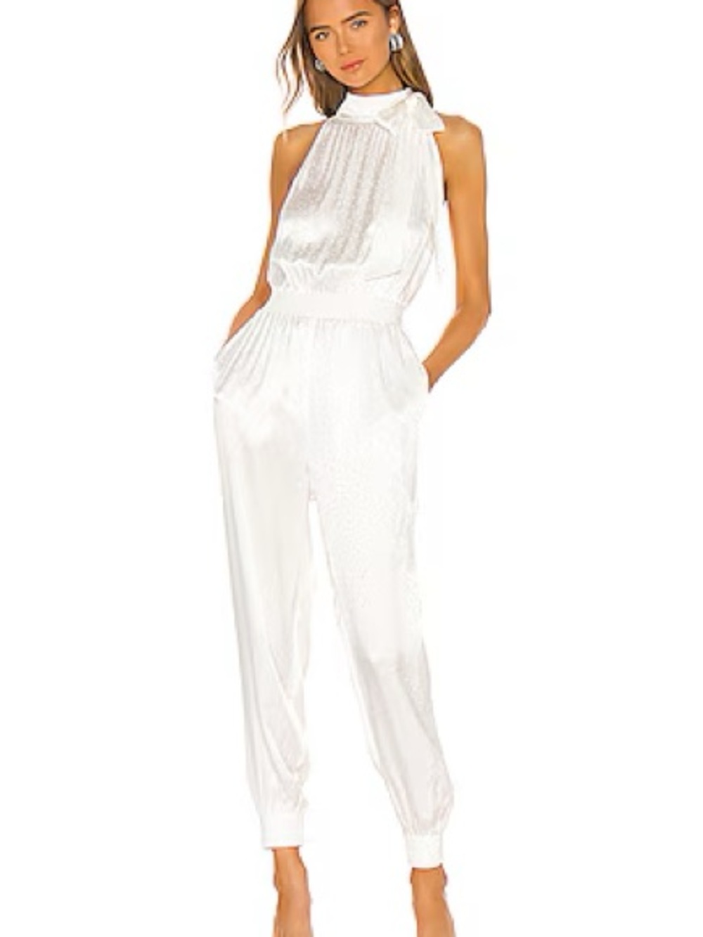 Cinq à Sept Romina Jumpsuit Ivory Halter Smocked Waist NWT Size S